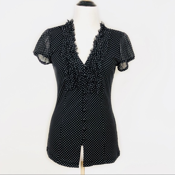 New York & Company Tops - New York & Company Black & White Polka Dot Top M